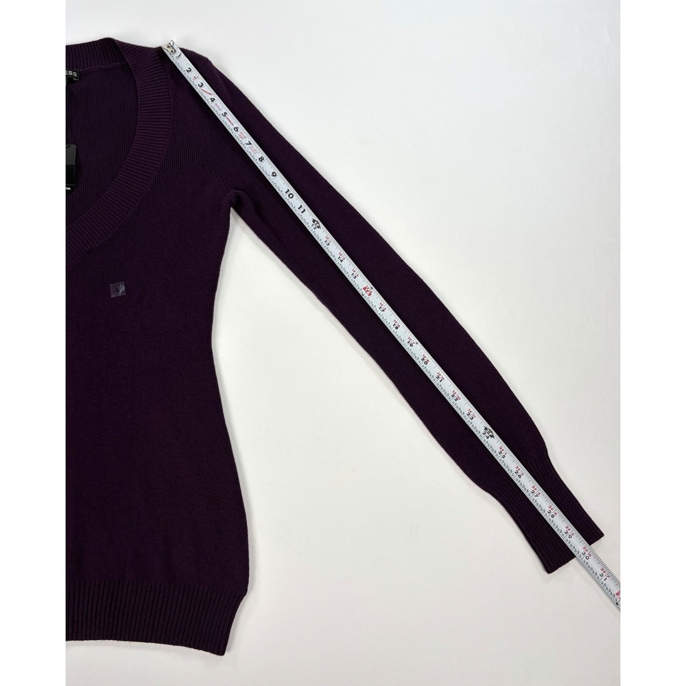 Express Women's Purple V-Neck Long Sleeve Knit Sweater Women's L Y2K Style New - Picture 5 of 9
